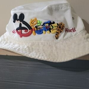 Vintage Walt Disney World Bucket Hat Embroidered Mickey Goofy Tigger OS Disney